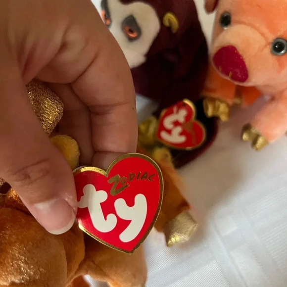 Vintage Ty Beanie Babies Lot of 3 Zodiac Collection -  Ox, Monkey & Pig - Picture 3 of 14